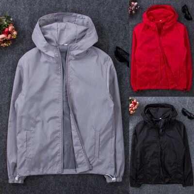 

Mens Fashion Windbreaker ZIPPER Jacket Hoodie Sports Outwear Coat Gym