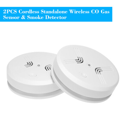 

2PCS Cordless Standalone Wireless CO Gas Sensor & Smoke Detector Fire Alarm Photoelectric LED Combination Smoke Carbon Monoxide