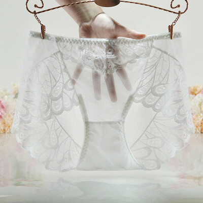 

Women Elastic Sexy Briefs See-through Lace Middle Waist Soft Breathable Knickers