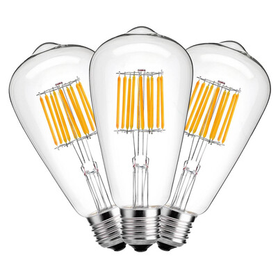 

SUPli 10W ST64 Warm White LED Edison Filament Bulbs 360 Degrees Beam Angle 3PCS