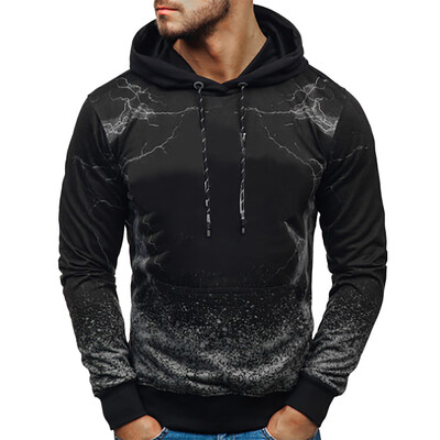 

Toponeto Mens Fashion Long-sleeved Round Neck Gradien Color Printing Sweater Blouse
