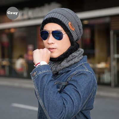 

2Pcs Men Knitted Woolly Thermal Beanie Outdoor Fleece Warm Winter Ski Hat Cap