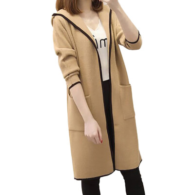 

Toponeto Womens Winter Loose Hooded Wild Elegant Windbreaker Sweater Coat Cardigan