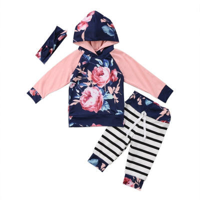 

3PCS Kids Baby Toddler Girls Flower Clothes T-shirt Tops Pants Legging Outfits