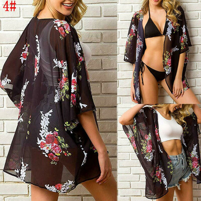 

Women Chiffon Beach Bathing Suit Cardigan Bikini Swimwear Cover Up Kimono Dress