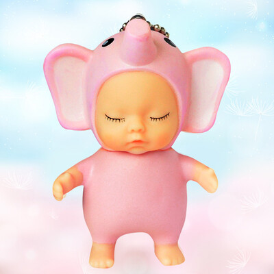 

〖Follure〗Cute Sleeping Baby Doll Rubber Pendant Keychain Keyring Baby Toy