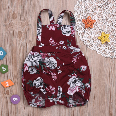 

Toddlers Infant Baby Kids Straps Floral Romper Outfits Clothing Bodysuit