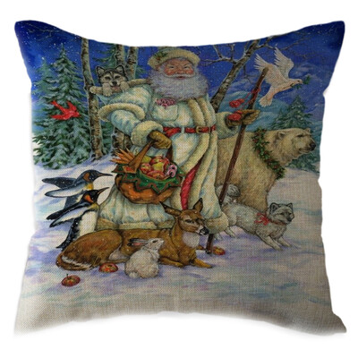 

Tailored Christmas Santa Claus Pillow Case Linen Sofa Throw Cushion Cover Home Decor