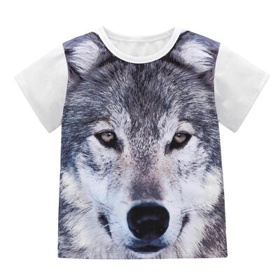 

Summer Boys Kids Casual 3D Animal Print Short Sleeve Basic T-shirt Tops