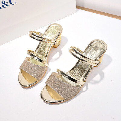 

Sandals women summer wear 2019 new fairy wind with fashion Korean version of two high-heeled women wearing sandals&slippers sh