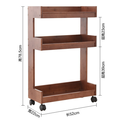 

Small bamboo crafter E-type multi-function mobile rack three-tier rack 4219