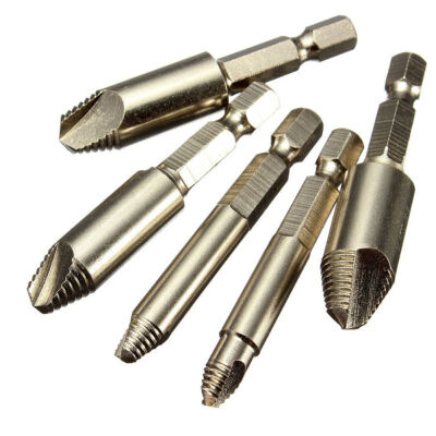 

5pcs HSS Nickel Screw Stud Bolt Easy Extractor Remover Drill Tool Set Hex Shank