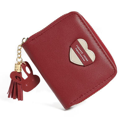 

Cute Heart Pattern Coin Purse Women Zipper Wallet Card Holder Short Clutch