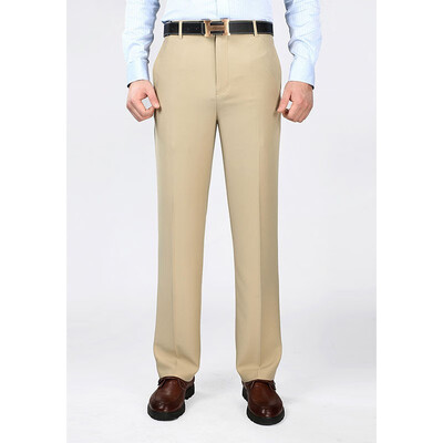 

WENGUANGUO Summer thin section pleated high waist free ironing straight loose standard version mens trousers 7943
