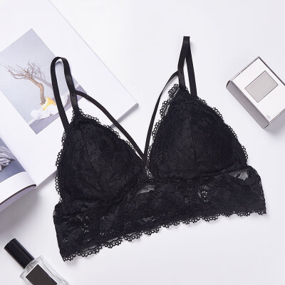 

Sexy Deep V Floral Lace Bras Bralette Intimates Thin Belt Lingerie Wirefree Seamless Underwear