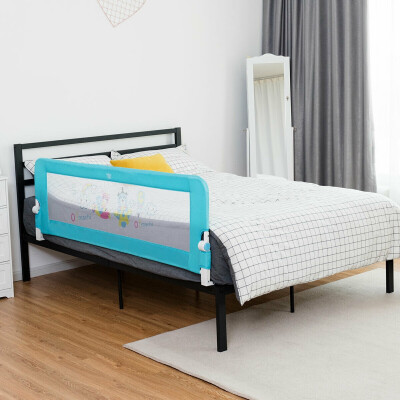 

69" Breathable Baby Toddlers Bed Rail Guard Safety Swing Down-Blue