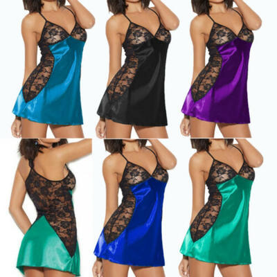 

Sexy Lingerie Women Silk Lace Robe Dress Babydoll Nightdress Nightwear Sleepwear