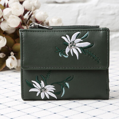 

Tailored Women Embroidery Short Wallet Coin Purse Card Holders Handbag BU