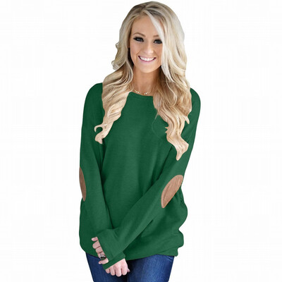 

Round collar long sleeve patch design comfortable pullover casual sports sweatshirt