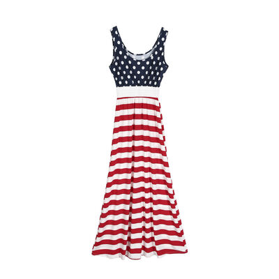 

July 4th American Flag Mother Daughter Matching Cloth Women Kids Long Maxi Dress