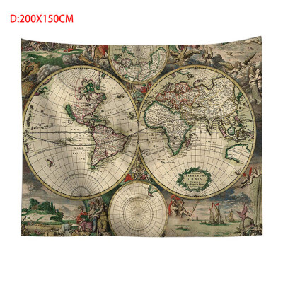 

Toponeto Vintage World Map Wall Tapestries Hanging Hippie Tapestry Bedspread Yoga Mat New