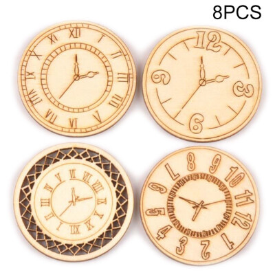 

Mixed Clock Pattern Wooden Hollow Dotted DIY Handmade Crafts Home Decorations 8 Pieces