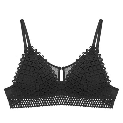 

Fashion Sexy Hollow Breathable Thin Cup Without Steel Ring Gathered Lace French Bra