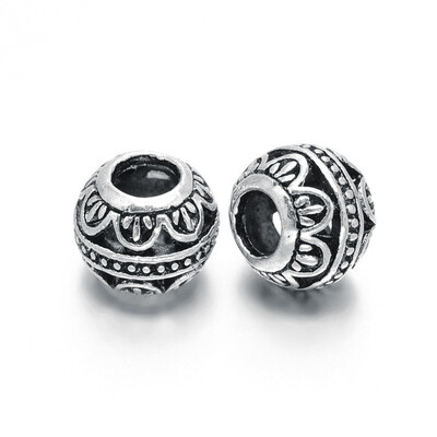 

Tibetan Style Zinc Alloy Rondelle European Large Hole Beads Lead Free & Nickel Free Antique Silver 11x9mm Hole 45mm