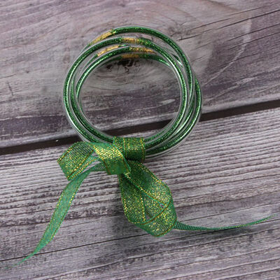 

5Pcs\Set New Fashion All Weather Glitter Bracelet Set Christmas Decoration Bowknot Jelly Bangles