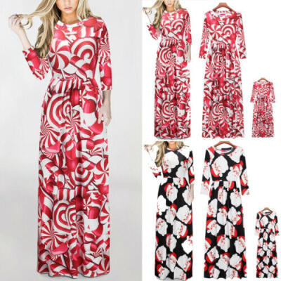 

Mother&Daughter Matching Floral Dress Womens Girls Long Maxi Dresses Clothes