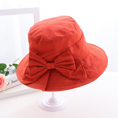 

New summer Korean bow-knot folded hat with foldable cotton&linen hat sunshade basin hat for ladies