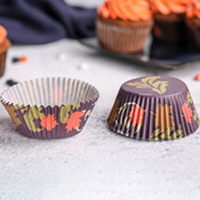 

125Pcs Halloween Bat Leaf Paper Cupcake Liners Baking Mold Paper Cup Halloween Party Supplies