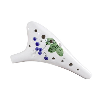 

12 Holes Round Head Ceramic Ocarina Alto C Hand Painted Musical Instrument with Lanyard Music Score Protective Bag For Music Lover