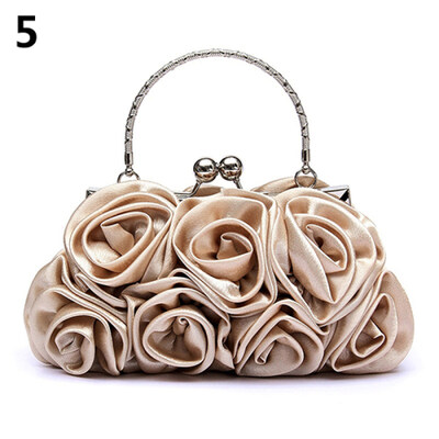 

Women Fashion Rose Flower Pattern Clutch Bag Evening Party Bridal Handbag