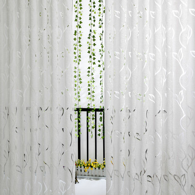 

Siaonvr 1 PCS Vines Leaves Tulle Door Window Curtain Drape Panel Sheer Scarf Valances