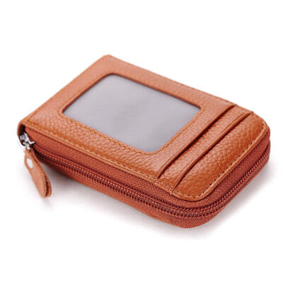 

Leather Credit ID Card Holder Men Women Zipper Wallet Multi-card Position Genuine Leather Business Unisex Card Wallet