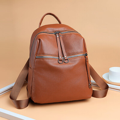 

Tailored Women Backpack Tide Bag Wild Soft Leather Student Bag Simple Backpack