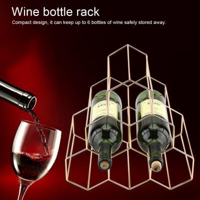 

Modern Geometric Shape Wine Rack Holder Metal Home Bar Compact Wine Bottles Display Shelf Metal Wine Rack Wine Holder