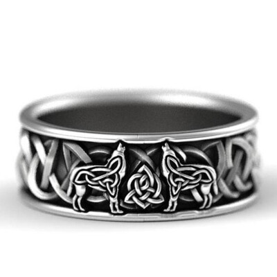 

316L Stainless Steel Ring Norse Fenrir Defend Totem Ethnic Style Boyfriend Halloween Gift Mens Hip Hop Rings