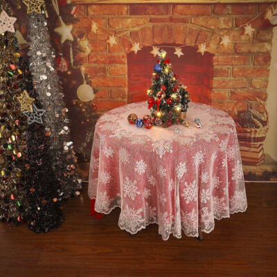 

Tailored Christmas Table Cloth Cover White Vintage Lace Tablecloth Home Party Xmas Decor