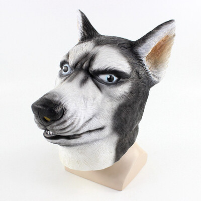 

Siaonvr Cosplay Siberian Husky Dog Mask Creepy Animal Head Latex Mask Plus Lace Mask