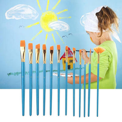 

Greensen 12 Blue Nylon Hair Drawing Brush Art Painting Set Tool with 2Pcs Mixing Palette