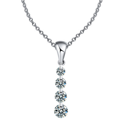 

8 Colors Fashion Women Silver Color Simple Necklace Gold Color Crystal Beads Pendants Chain Long Necklace Women Collars
