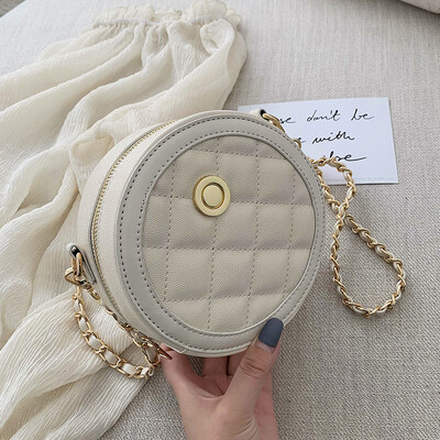 

Small fragrance rhombic chain texture bag female 2019 new tide summer wild single shoulder slung fashion small round bag