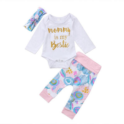 

Toddler Kids Baby Girls Romper Floral Pants Leggings Headband Clothes Outfit Set