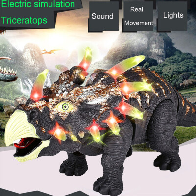 

Walking Triceratops Dinosaur Figure With Lights Sounds Real Movement Kids Toy