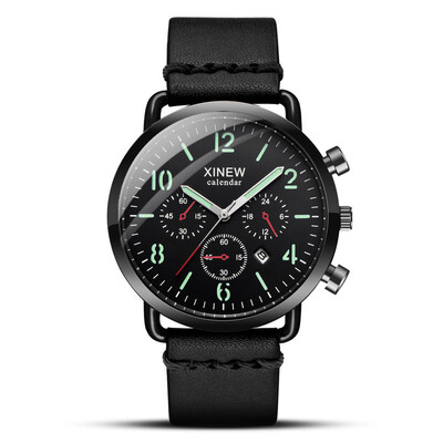 

Gobestart Fashion Sport Mens Alloy Case Leather Band Quartz Analog Wrist Watch