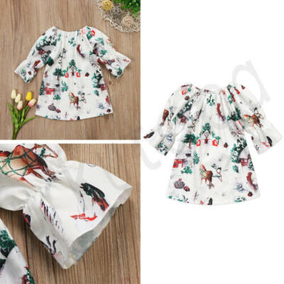 

Hot Cute Newborn Kids Girls Reindeer Princess Dress Party Costume Floral dress