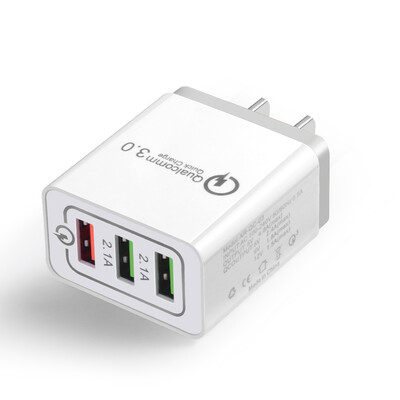 

Fast Phone Charger QC30 3 Ports USB EU US Plug Power Adapter Travel Charger Power Adaptor Socket Home Converter Wall Charger For