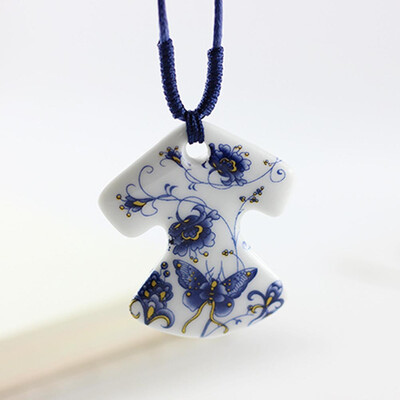 

Ethnic Jewelry Traditional Handmade Ornaments Weave Wax Rope Necklace Choker Ceramics Moon Porcelain Pendant